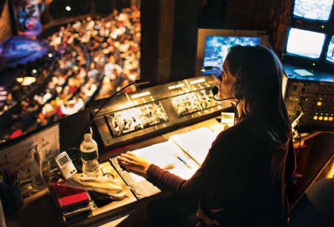 half-hour stage manager calling a show live